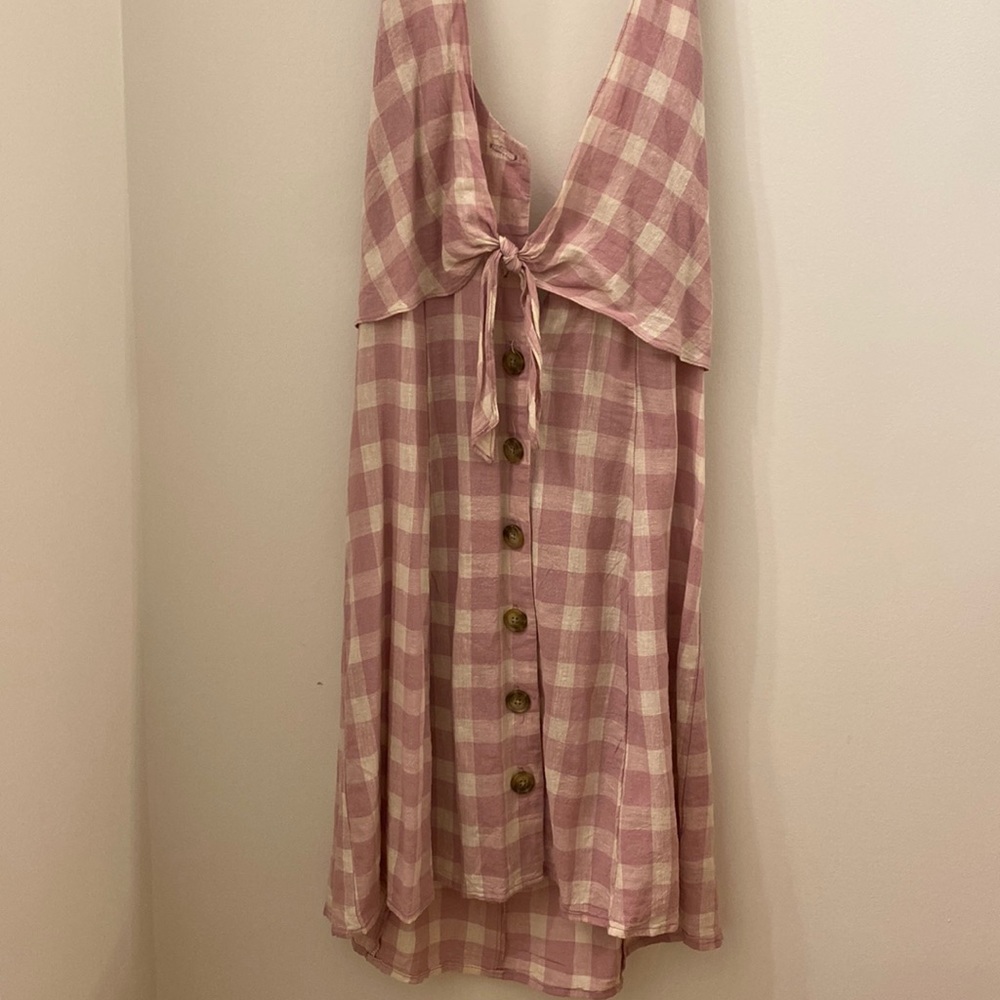 Gingham linen summer dress
